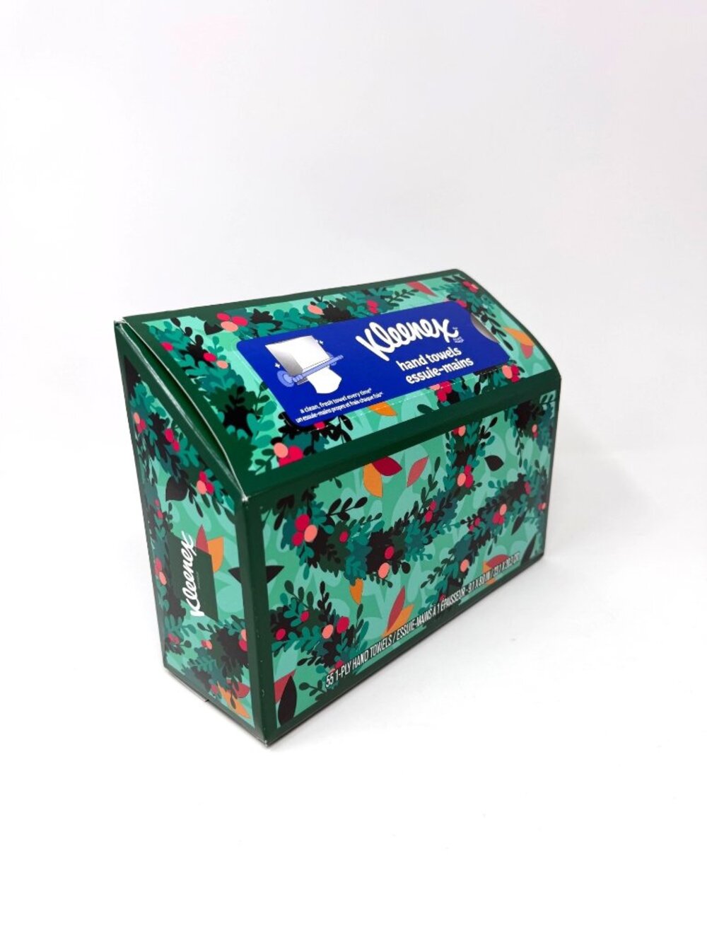 Kleenex Hand Towels Holiday Holly & Ivy Decor 55 1-Ply Sheets Hygienic